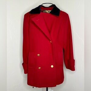 Fleet Street Wool Pea Coat Velvet Collar Women's Petite Size 8 Missing Buttons